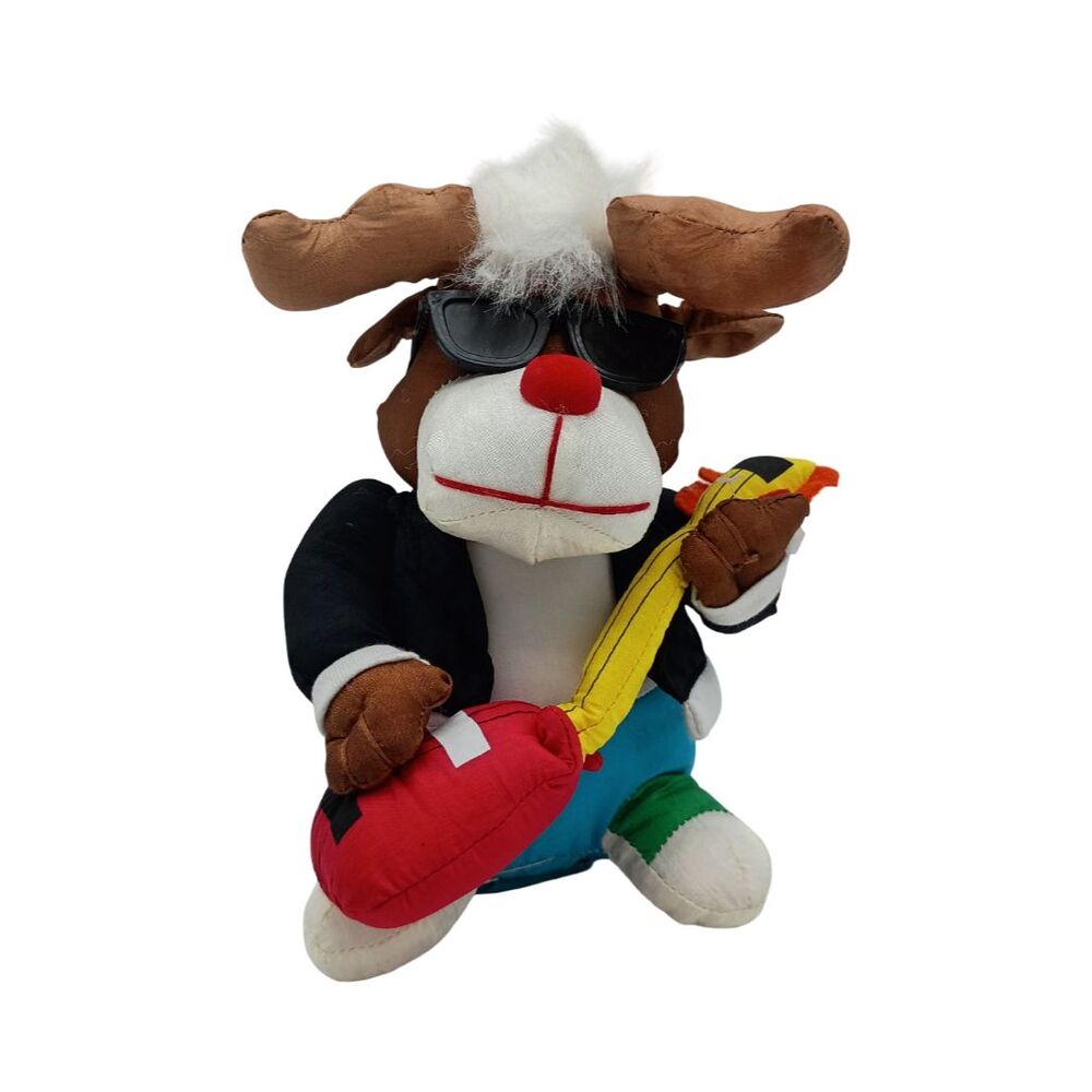 Vintage Great American Fun Animated Singing Reindeer Plush Guitar 14304 7in Xmas